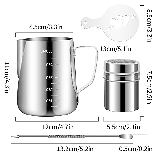 Stainless Steel Milk Frothing Pitcher Set with Accessories