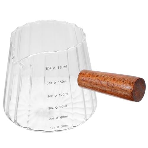 Wood Handled Glass Creamer Pitcher for Espressos