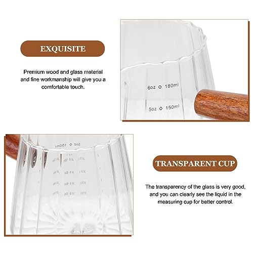 Wood Handled Glass Creamer Pitcher for Espressos