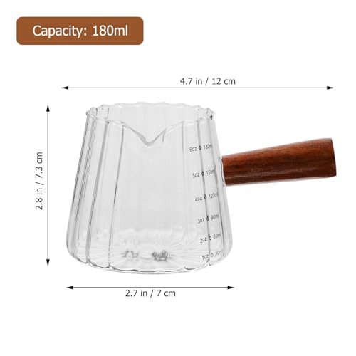 Wood Handled Glass Creamer Pitcher for Espressos