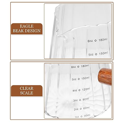 Wood Handled Glass Creamer Pitcher for Espressos