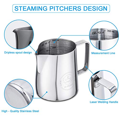 12oz Stainless Steel Milk Frothing Pitcher for Espresso