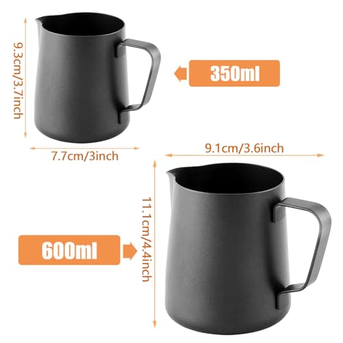 Matte Black Milk Frothing Pitcher for Espresso Machines