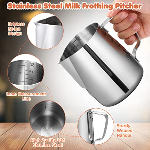 Stainless Steel Milk Frother Set with Extras