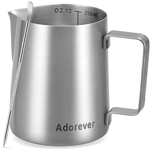 12oz Stainless Steel Milk Frothing Pitcher and Accessories
