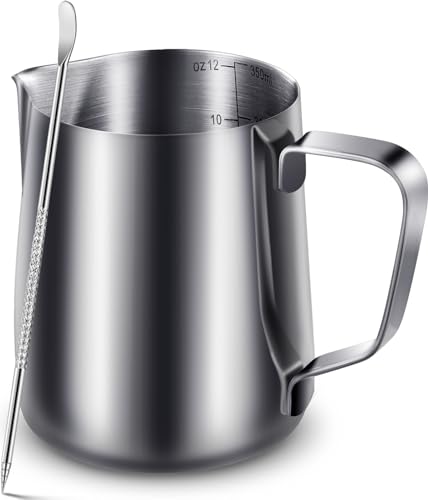 CAMKYDE 12 oz Stainless Steel Milk Frothing Pitcher