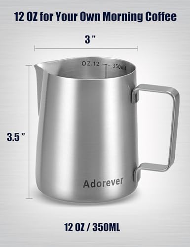12oz Stainless Steel Milk Frothing Pitcher and Accessories
