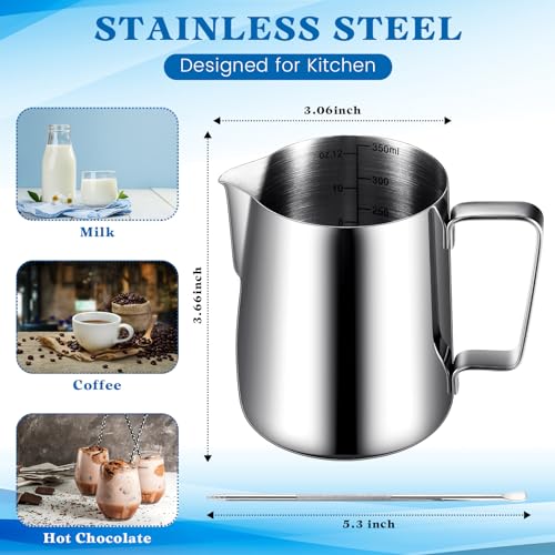 Stainless Steel Milk Frothing Pitcher Set with Latte Art Pen