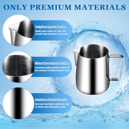 Stainless Steel Milk Frothing Pitcher Set with Latte Art Pen