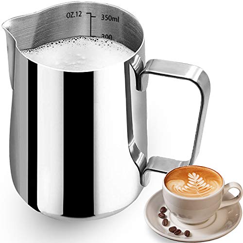 Stainless Steel Milk Frothing Pitcher for Coffee, 12oz