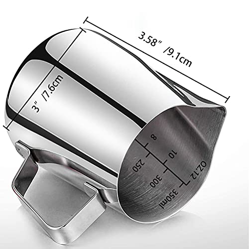 Stainless Steel Milk Frothing Pitcher for Coffee, 12oz