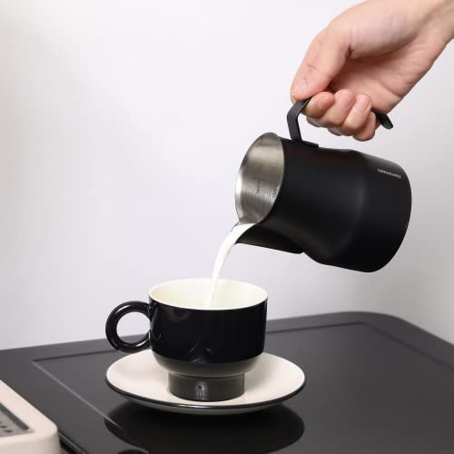 Matte Black Stainless Steel Milk Frothing Pitcher Set