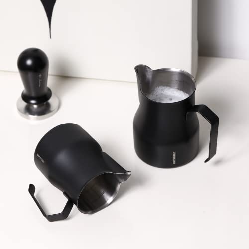Matte Black Stainless Steel Milk Frothing Pitcher Set