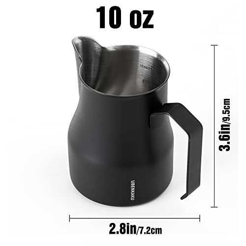 Matte Black Stainless Steel Milk Frothing Pitcher Set