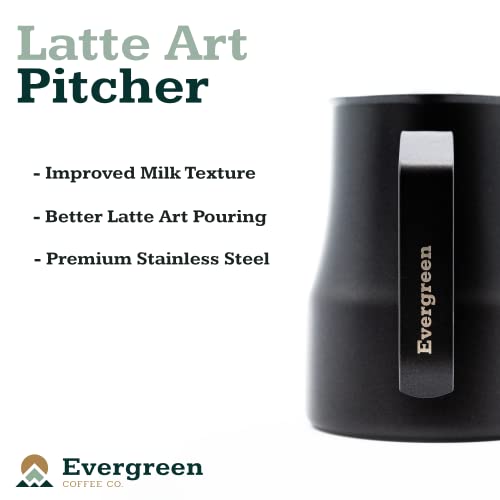 Evergreen Coffee Latte Art Milk Pitcher 16oz Black