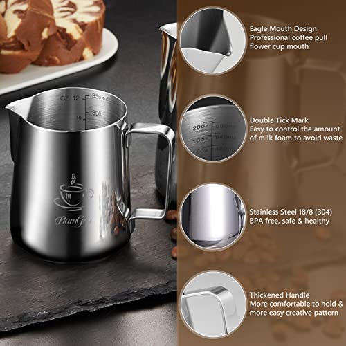 FlamGen 20oz Milk Frothing Pitcher with Accessories Set