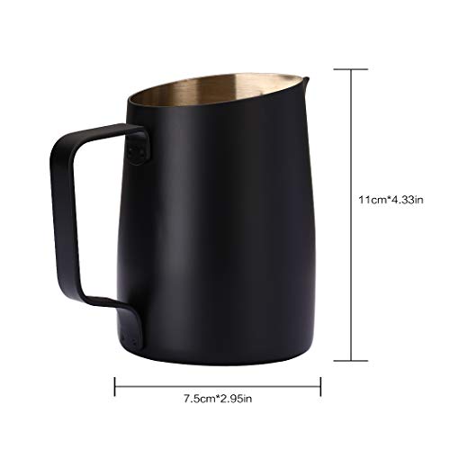 Black Stainless Steel Espresso Latte Art Pitcher 14.2oz