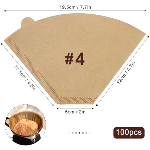 Muztinte #4 Cone Coffee Filters, 100 Count Cup-sized