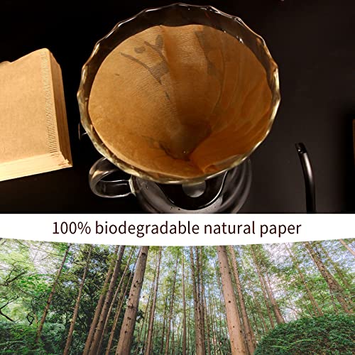 Disposable Natural Paper Coffee Filters, Size 02 Cone, 2-4 Cup (Unbleached)