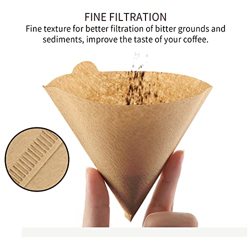Disposable Natural Paper Coffee Filters, Size 02 Cone, 2-4 Cup (Unbleached)