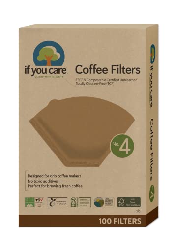 #4 Cone Shaped Natural Compostable Coffee Filters, 100-Count