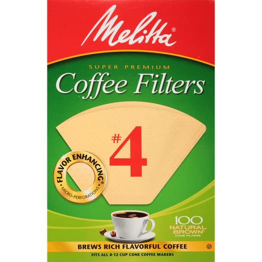 Melitta #4 Cone Coffee Filters, Natural Brown, 600-count