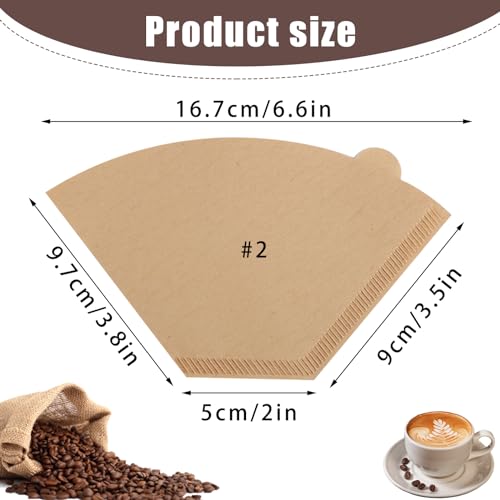 200 Count #2 Cone Coffee Filters UnbleachedtoPromise Pourover (2-6 Cup)