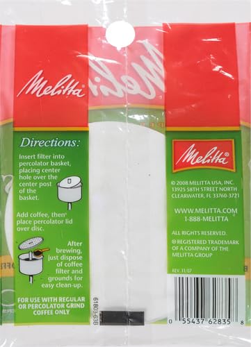 Melitta 3.5" Disc Coffee Filters, White, 100-Pack