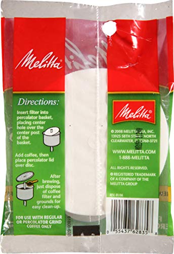 Melitta 3.5" Disc Coffee Filters, White, 100-Pack