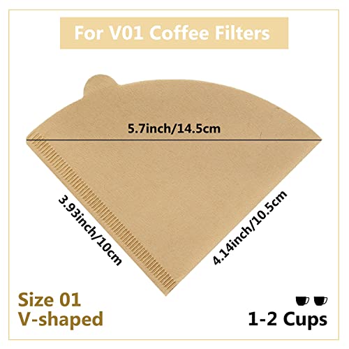 1-2 Cup V60 Compatible Unbleached Coffee Cone Filters