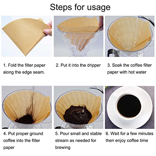 1-2 Cup V60 Compatible Unbleached Coffee Cone Filters