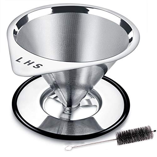 Stainless Steel Pour Over Coffee Dripper Reusable Cone