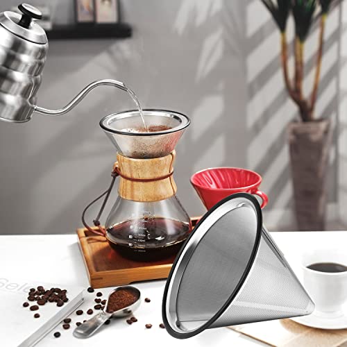 TEEMADE Stainless Steel Pour Over Coffee Filter for Chemex & More