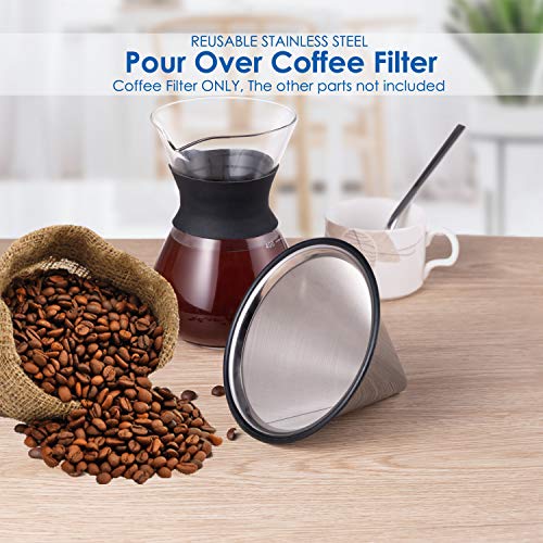 TEEMADE Stainless Steel Pour Over Coffee Filter for Chemex & More