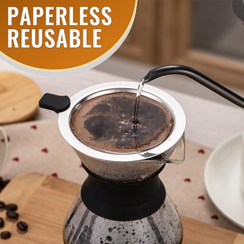 Portable Stainless Steel Pour Over Coffee Maker - Silver
