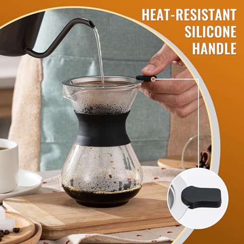 Portable Stainless Steel Pour Over Coffee Maker - Silver