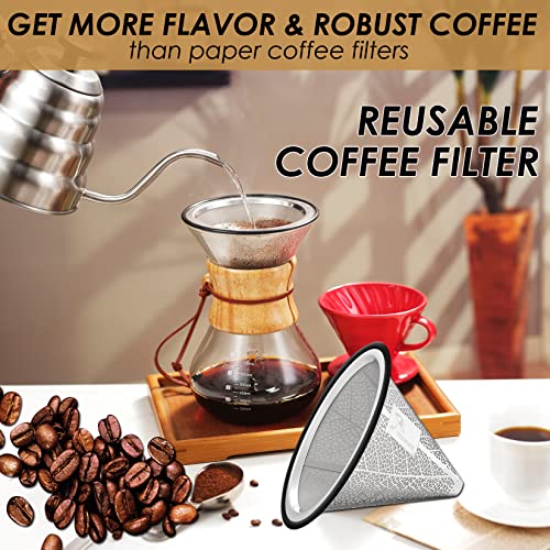 TEEMADE Stainless Steel Pour Over Coffee Filter Set