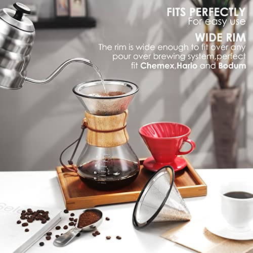 TEEMADE Stainless Steel Pour Over Coffee Filter Set