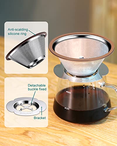 Stainless Steel Reusable Pour Over Coffee Filter Cone
