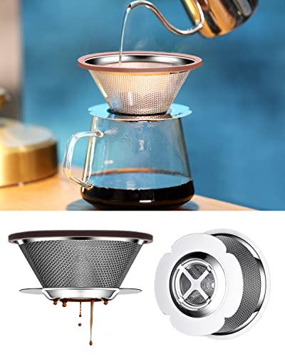 Stainless Steel Reusable Pour Over Coffee Filter Cone