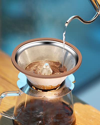 Stainless Steel Reusable Pour Over Coffee Filter Cone
