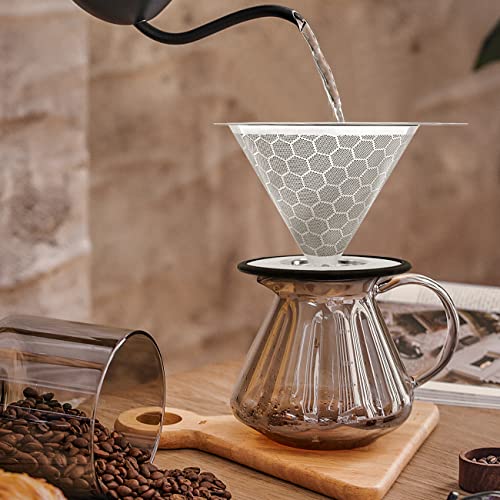 Stainless Steel Pour Over Coffee Maker Double Mesh
