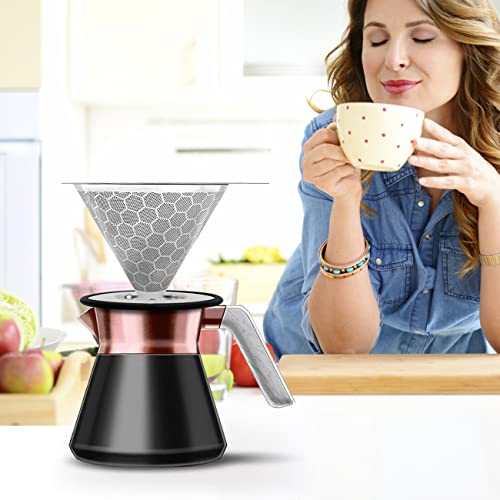 Stainless Steel Pour Over Coffee Maker Double Mesh