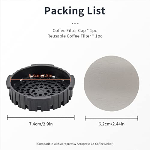 Metal Coffee Filter and Replacement Cap for Aeropress