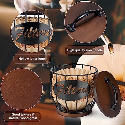 Yangbaga Coffee Filter Storage Container with Wood Lid