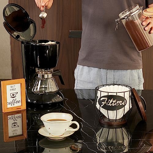 Yangbaga Coffee Filter Storage Container with Wood Lid