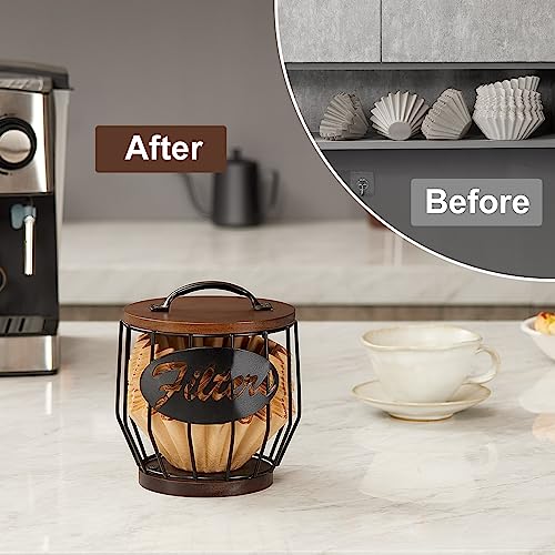 Yangbaga Coffee Filter Storage Container with Wood Lid