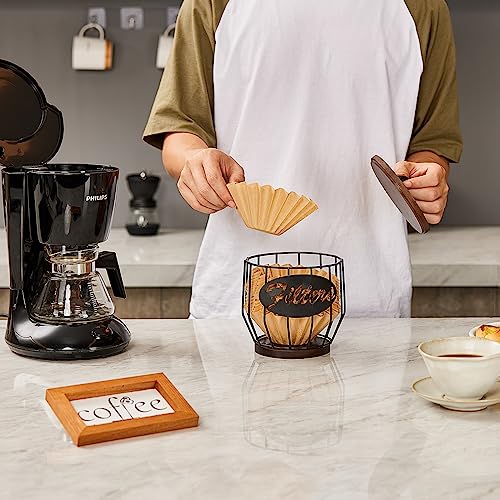 Yangbaga Coffee Filter Storage Container with Wood Lid