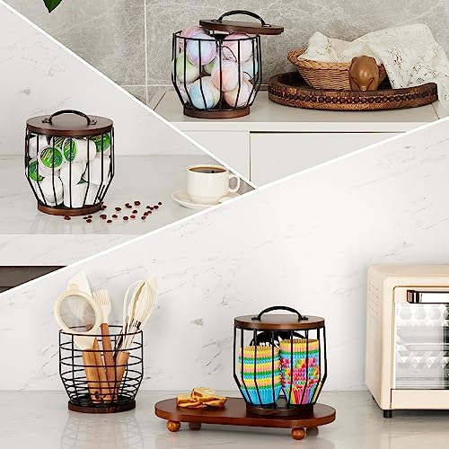 Yangbaga Coffee Filter Storage Container with Wood Lid