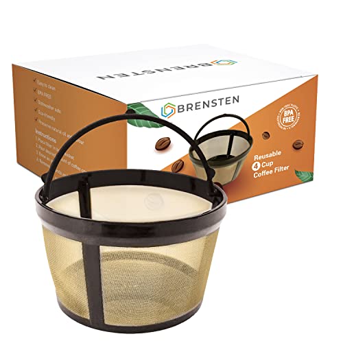 Reusable 4-Cup Filter Basket for MrCoffee Brewer - Gold Tone Basket-Style Filter Replacement